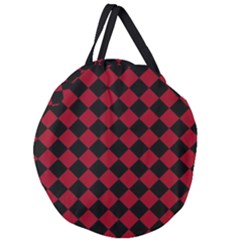 Block Fiesta Black And Carmine Red  Giant Round Zipper Tote by FashionBoulevard