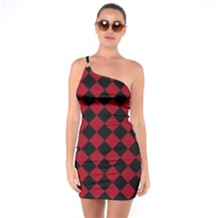 Block Fiesta Black And Carmine Red  One Soulder Bodycon Dress by FashionBoulevard