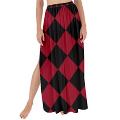 Block Fiesta Black And Carmine Red  Maxi Chiffon Tie-up Sarong by FashionBoulevard