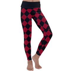 Block Fiesta Black And Carmine Red  Kids  Lightweight Velour Classic Yoga Leggings by FashionBoulevard