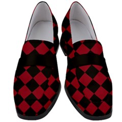 Block Fiesta Black And Carmine Red  Women s Chunky Heel Loafers by FashionBoulevard