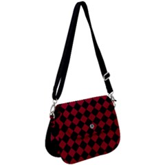 Block Fiesta Black And Carmine Red  Saddle Handbag by FashionBoulevard