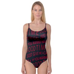 Motivational Phrase Motif Typographic Collage Pattern Camisole Leotard 