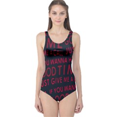 Motivational Phrase Motif Typographic Collage Pattern One Piece Swimsuit by dflcprintsclothing