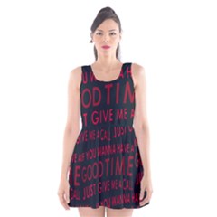 Motivational Phrase Motif Typographic Collage Pattern Scoop Neck Skater Dress