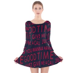 Motivational Phrase Motif Typographic Collage Pattern Long Sleeve Velvet Skater Dress