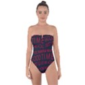 Motivational Phrase Motif Typographic Collage Pattern Tie Back One Piece Swimsuit View1