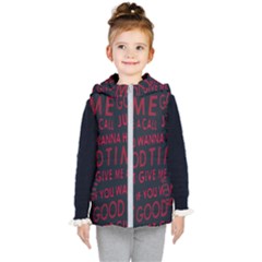 Motivational Phrase Motif Typographic Collage Pattern Kids  Hooded Puffer Vest