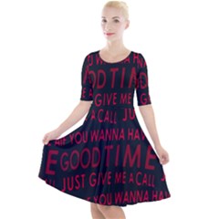 Motivational Phrase Motif Typographic Collage Pattern Quarter Sleeve A-line Dress by dflcprintsclothing