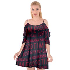 Motivational Phrase Motif Typographic Collage Pattern Cutout Spaghetti Strap Chiffon Dress