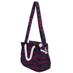 Motivational Phrase Motif Typographic Collage Pattern Rope Handles Shoulder Strap Bag by dflcprintsclothing