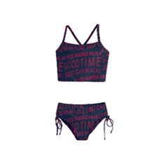 Motivational Phrase Motif Typographic Collage Pattern Girls  Tankini Swimsuit