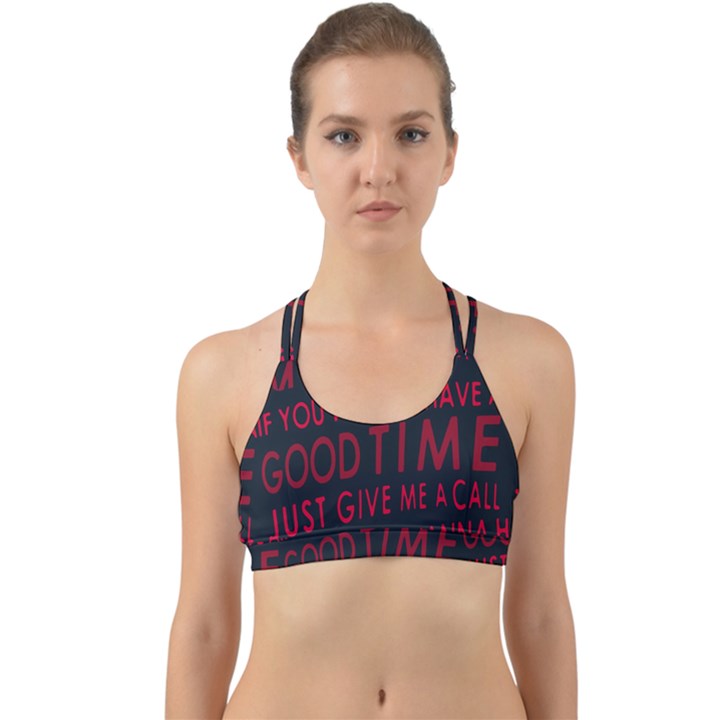 Motivational Phrase Motif Typographic Collage Pattern Back Web Sports Bra