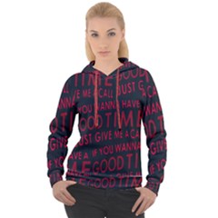 Motivational Phrase Motif Typographic Collage Pattern Women s Overhead Hoodie