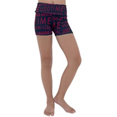 Motivational Phrase Motif Typographic Collage Pattern Kids  Lightweight Velour Yoga Shorts