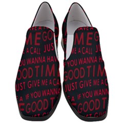 Motivational Phrase Motif Typographic Collage Pattern Women Slip On Heel Loafers by dflcprintsclothing