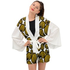 Gold Leaves Long Sleeve Kimono