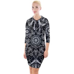 Black And White Pattern Quarter Sleeve Hood Bodycon Dress by Sobalvarro