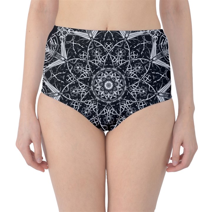 Black And White Pattern Classic High-Waist Bikini Bottoms