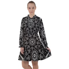 Black And White Pattern All Frills Chiffon Dress