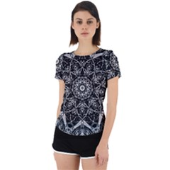 Black And White Pattern Back Cut Out Sport Tee