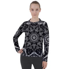 Black And White Pattern Women s Pique Long Sleeve Tee