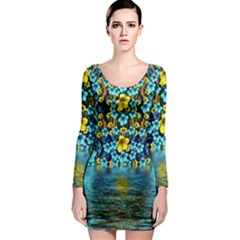 Flower Island And A Horizon Long Sleeve Bodycon Dress