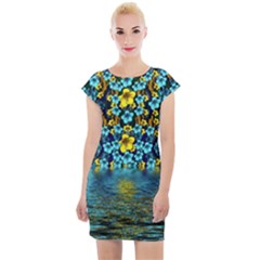 Flower Island And A Horizon Cap Sleeve Bodycon Dress by pepitasart