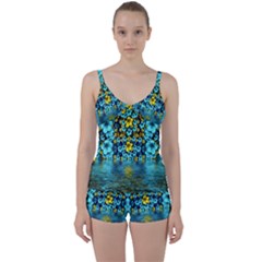 Flower Island And A Horizon Tie Front Two Piece Tankini by pepitasart