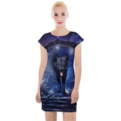 Awesome Wolf In The Gate Cap Sleeve Bodycon Dress by FantasyWorld7