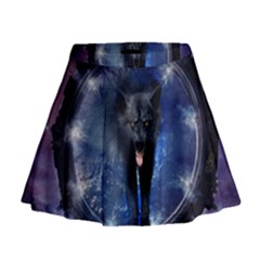 Awesome Wolf In The Gate Mini Flare Skirt by FantasyWorld7