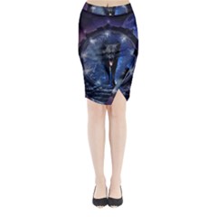 Awesome Wolf In The Gate Midi Wrap Pencil Skirt by FantasyWorld7