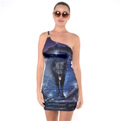 Awesome Wolf In The Gate One Soulder Bodycon Dress by FantasyWorld7