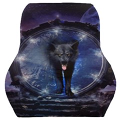 Awesome Wolf In The Gate Car Seat Back Cushion  by FantasyWorld7