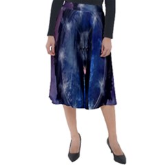 Awesome Wolf In The Gate Classic Velour Midi Skirt  by FantasyWorld7