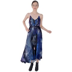 Awesome Wolf In The Gate Tie Back Maxi Dress by FantasyWorld7