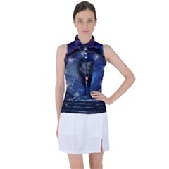 Awesome Wolf In The Gate Women s Sleeveless Polo Tee