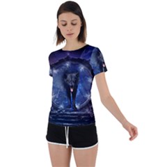 Awesome Wolf In The Gate Back Circle Cutout Sports Tee by FantasyWorld7