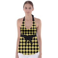 Block Fiesta Black And Ceylon Yellow Babydoll Tankini Top by FashionBoulevard