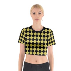 Block Fiesta Black And Ceylon Yellow Cotton Crop Top by FashionBoulevard