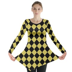 Block Fiesta Black And Ceylon Yellow Long Sleeve Tunic  by FashionBoulevard