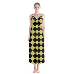 Block Fiesta Black And Ceylon Yellow Button Up Chiffon Maxi Dress by FashionBoulevard