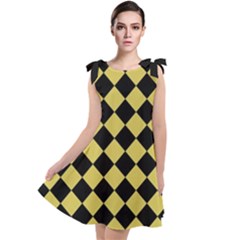 Block Fiesta Black And Ceylon Yellow Tie Up Tunic Dress by FashionBoulevard