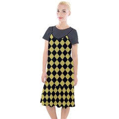 Block Fiesta Black And Ceylon Yellow Camis Fishtail Dress by FashionBoulevard