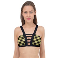 Block Fiesta Black And Ceylon Yellow Cage Up Bikini Top by FashionBoulevard