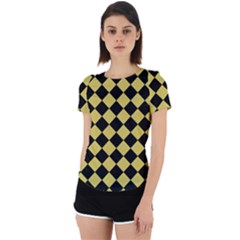 Block Fiesta Black And Ceylon Yellow Back Cut Out Sport Tee by FashionBoulevard