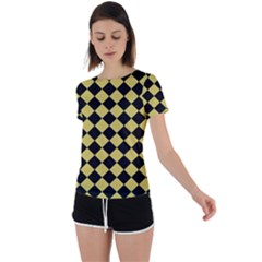 Block Fiesta Black And Ceylon Yellow Back Circle Cutout Sports Tee by FashionBoulevard