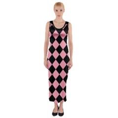 Block Fiesta Black And Flamingo Pink Fitted Maxi Dress by FashionBoulevard