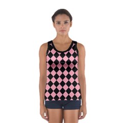 Block Fiesta Black And Flamingo Pink Sport Tank Top  by FashionBoulevard