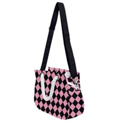 Block Fiesta Black And Flamingo Pink Rope Handles Shoulder Strap Bag by FashionBoulevard